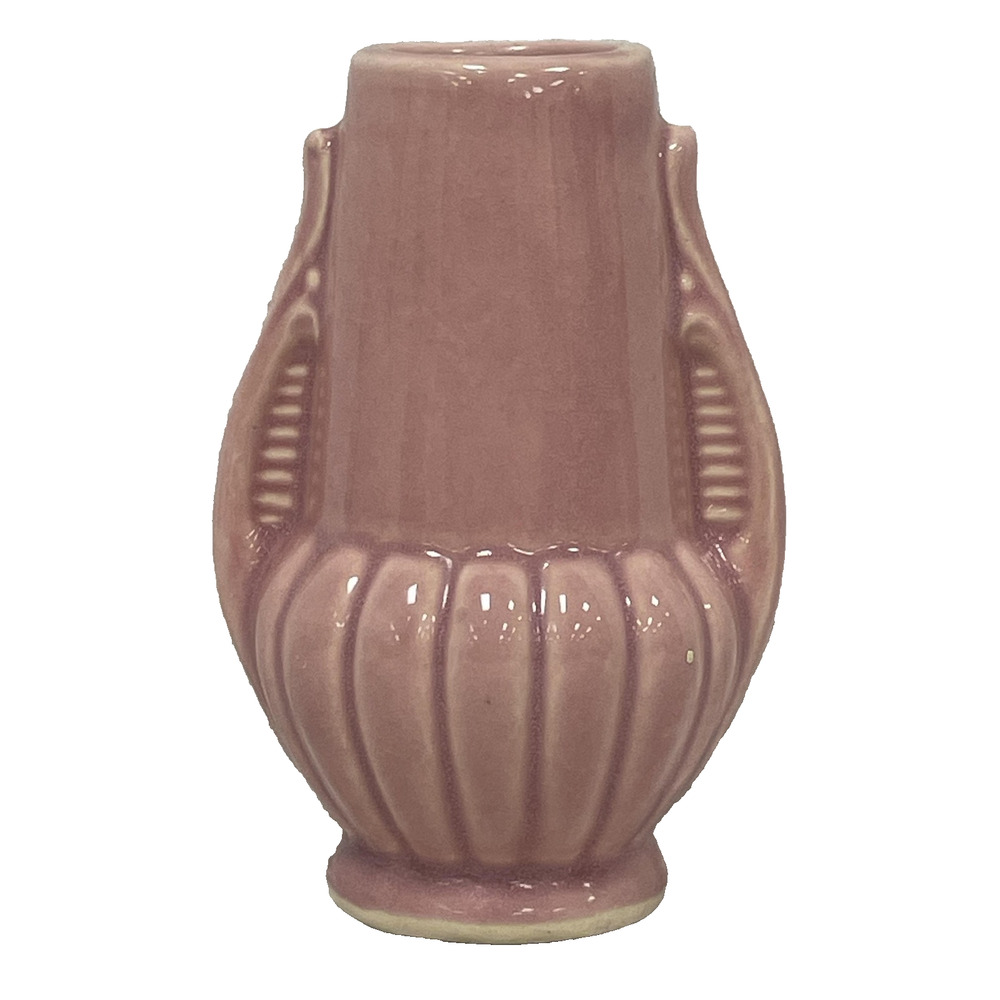 Vintage McCoy Pottery Miniature Pink Vase Art Deco Double Handle 1930s Brush